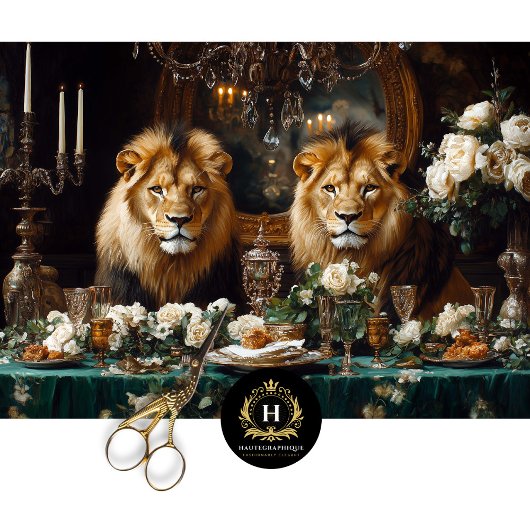 Elegant Regal Lion Wedding Floral Table Decoupage Seidenpapier