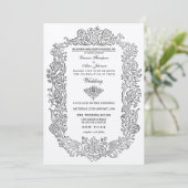 Elegant Regal Mairytale Birds Border Wedding Invit Einladung (Stehend Vorderseite)