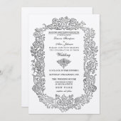 Elegant Regal Mairytale Birds Border Wedding Invit Einladung (Vorne/Hinten)