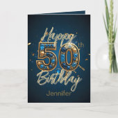 Elegant Regal Midnight Blue und Gold 50. Geburtsta Karte (Vorderseite)