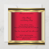 Elegant Regal Red Cream Gold Damask Geburtstag Einladung (Rückseite)