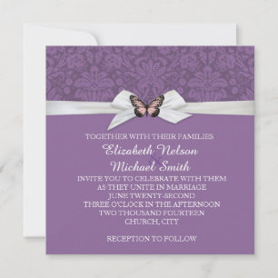 Elegant Regal Tudor Damask Wedding Einladung