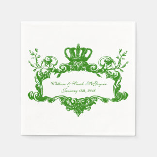 Elegant Regal Wedding Green2 Text Paper Napkins Serviette
