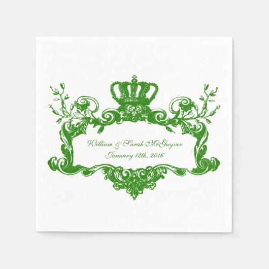 Elegant Regal Wedding Green2 Text Paper Napkins Serviette (Vorderseite)