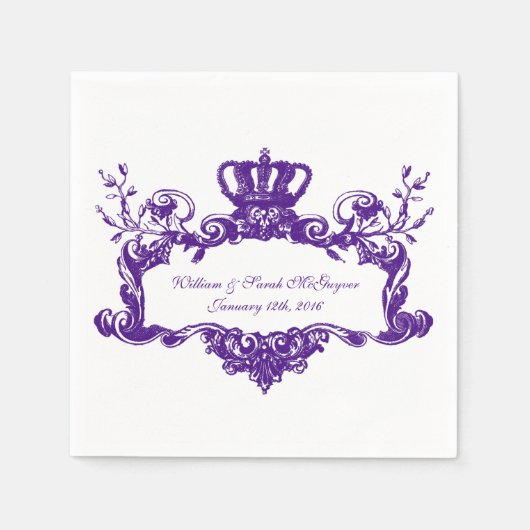 Elegant Regal Wedding Lila 2 Texter Paper Napkins Serviette (Vorderseite)