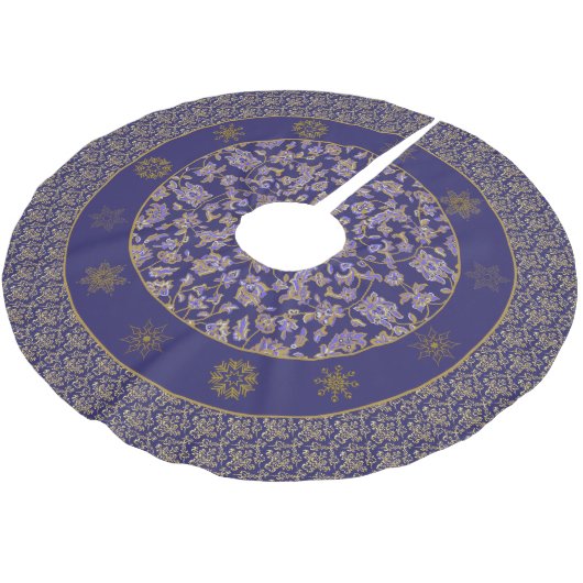 Elegant Regency Blue Damask Weihnachtsbaumrock Polyester Weihnachtsbaumdecke (Schrägansicht)