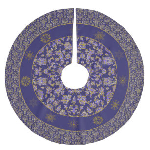 Elegant Regency Blue Damask Weihnachtsbaumrock Polyester Weihnachtsbaumdecke