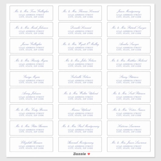 Elegant Regency Blue Script Guest Address Labels (Blatt)