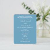 Elegant Regency Blue Vintage Wedding Invitation Einladung (Stehend Vorderseite)