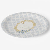 Elegant Regency Era Blue and Gold Bridal Shower Pappteller (Schrägansicht)