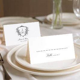 Elegant Regency Floral Wappen Monogram Wedding Platzkarte