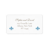 Elegant Regency French Blue Lilie Wedding Adressaufkleber (Vorne)
