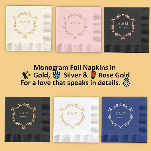 Elegant Regency Monogram Wedding Servietten Mit Folie