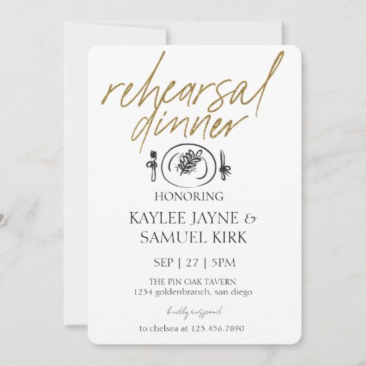 Elegant Rehearsal Dinner Einladung (Vorderseite)