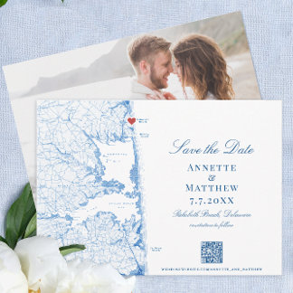 Elegant RehoBeide Beach Map Navy Hochzeit Save The Date