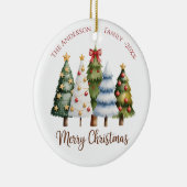 Elegant Reindeer and Christmas Trees Keramik Ornament (Rechts)