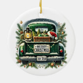 Elegant Reindeer and Christmas Trees Keramik Ornament (Hinten)