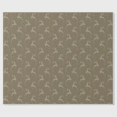Elegant Reindeer Burlap Brown Monotone Weihnachten Geschenkpapier (Flach)