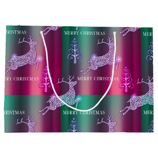 Elegant Reindeer Christmas Große Geschenktüte (Rückseite)