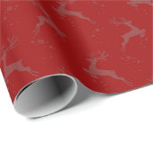 Elegant Reindeer Crimson Red Monotone Weihnachten Geschenkpapier (Rolleneckpunkt)