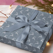 Elegant Reindeer Dusty Blue Monotone Geschenkpapier