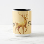 Elegant Reindeer Merry Christmas Beige Holiday Mug Zweifarbige Tasse (Mittel)