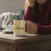 Elegant Reindeer Merry Christmas Beige Holiday Mug Zweifarbige Tasse