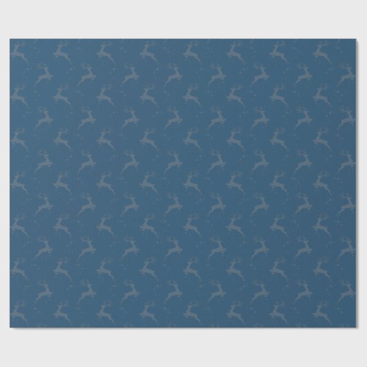 Elegant Reindeer Navy Blauer Monoton Weihnachten Geschenkpapier (Flach)