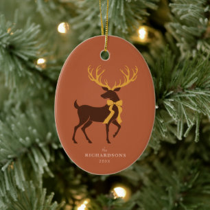 Elegant Reindeer Personalisiert Weihnachten Keramik Ornament