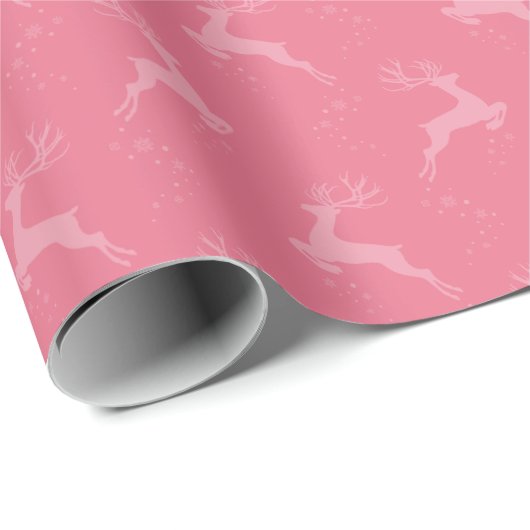 Elegant Reindeer Pink Monotone Weihnachten Geschenkpapier (Rolleneckpunkt)