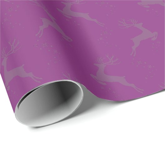 Elegant Reindeer Raspberry Monotone Geschenkpapier (Rolleneckpunkt)