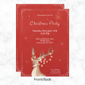 Elegant Reindeer Weihnachtsfeiertag Rot Einladung