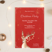 Elegant Reindeer Weihnachtsfeiertag Rot Einladung