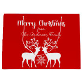 Elegant Reindeers Frohe Weihnachten Rot Große Geschenktüte (Vorderseite)