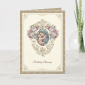 Elegant Religious Birthday Floral und Gold Karte (Vorderseite)