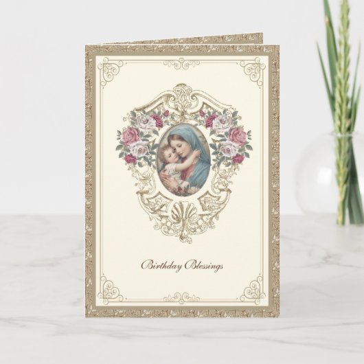 Elegant Religious Birthday Floral und Gold Karte (Vorderseite)