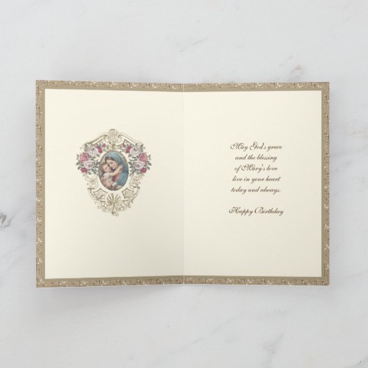 Elegant Religious Birthday Floral und Gold Karte (Innenseite)