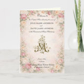 Elegant Religious Catholic Wedding Mass Program Karte (Vorderseite)