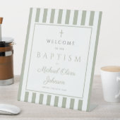 Elegant Religious Sage Green Baptism Sockelschild (In Situ)