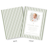 Elegant Religious Sage Green Boy Baptism Dankeskarte