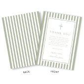 Elegant Religious Sage Green Boy Baptism Dankeskarte