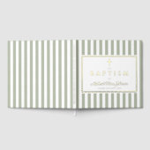 Elegant Religious Sage Green Stripes Baptism Gästebuch (Voll)