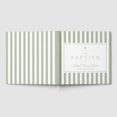 Elegant Religious Sage Green Stripes Baptism Gästebuch (Voll)