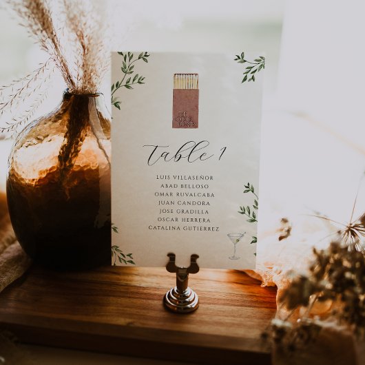 Elegant Restaurant Matchbook Hochzeit Tischnummer