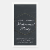 Elegant Retirement Party Customized Black Gold Serviette (Vorderseite)