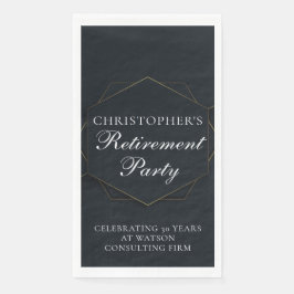 Elegant Retirement Party Customized Black Gold Serviette