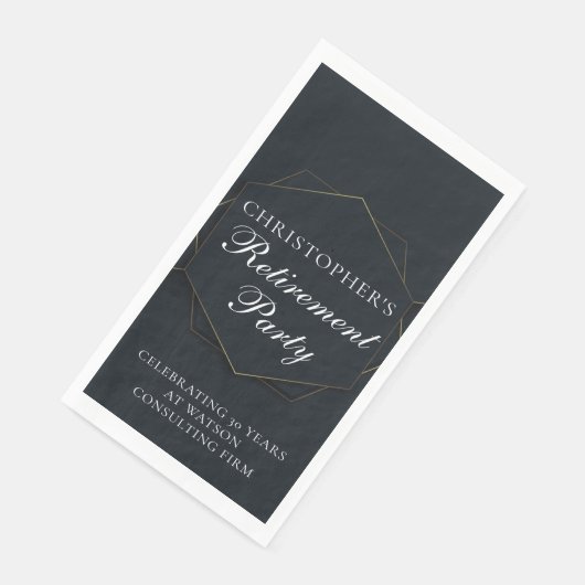 Elegant Retirement Party Customized Black Gold Serviette (Ecke)