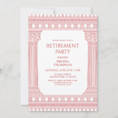 Elegant Retirement Party in pink Einladung (Vorderseite)