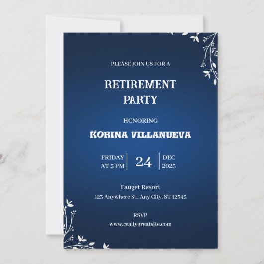 Elegant Retirement Party Invitation Einladung (Vorderseite)