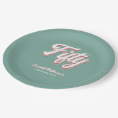 Elegant Retro 70er Groovy Einzigartiger 50. Geburt Pappteller (Schrägansicht)